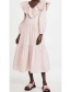 Fashion Pink Frilled Neckline V-neck Dress