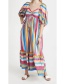 Fashion Color Striped Long Sleeve Dress With Tie On Chest
