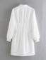 Fashion White One-row Buckle Pocket Dress