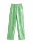 Fashion Green Linen Micro-pleated Wide-leg Pants