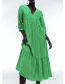 Fashion Green Ruffled Pleated Mid-sleeve Dress