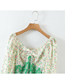 Fashion Green Spliced ??floral Lantern Sleeve Dress