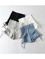 Fashion White Drawstring Slim Shorts
