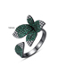 Fashion Green Copper Inlaid Zirconium Flower Open Ring