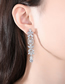 Fashion Silver Copper Inlaid Zirconium Flower Tassel Earrings