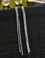 Fashion Steel Color Double Layer Full Diamond Tassel Earrings