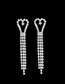 Fashion Steel Color Diamond Love Heart Tassel Earrings