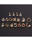 Fashion 4#-gold Stainless Steel Twisted Ball Letter Pierced Zircon Earrings