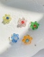 Fashion C Green Flowers Woven Crystal Flower Earrings