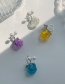 Fashion A Purple Pleated Square Pearl Stud Earrings