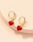 Fashion Pink Metal Heart Stud Earrings
