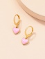Fashion Pink Metal Heart Stud Earrings