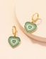 Fashion Green Metal Heart Stud Earrings