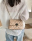 Fashion Creamy-white Lingge Embroidery Thread Chain Shoulder Messenger Bag