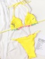 Fashion Yellow Halter Stitching Split Swimsuit