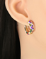 Fashion Pink Gold-plated Copper Flower Earrings