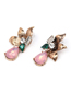 Fashion Color Alloy Diamond Flower Drop Earrings
