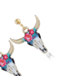 Fashion Blue Metal Devil Bull Head Stud Earrings