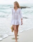 Fashion White Hollow Lace-up Long-sleeved Sun Protection Blouse
