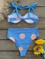 Fashion Yellow And White Circle On Blue Background High Waist Strappy Split Swimsuit
