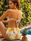 Fashion Fruit Print Printed One-shoulder Ruffled Split Swimsuit