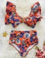 Fashion Hotel Printing Printed Knotted Split Swimsuit V-shaped Crimped Belt