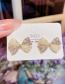 Fashion Yellow Sparkling Diamond Pearl Bow Stud Earrings