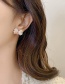 Fashion Yellow Sparkling Diamond Pearl Bow Stud Earrings
