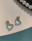 Fashion Blue Contrasting Color Hollow Heart Earrings