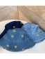 Fashion Navy Blue Smiley Embroidered Denim Fisherman Hat