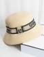 Fashion Beige Straw Letter Bucket Fisherman Hat