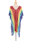 Fashion Rainbow Colors Rainbow Cutout Blouse