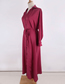 Fashion Red Wine V-neck Buttoned Long Cardigan
