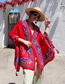 Fashion Red Red And Blue Cashews Printed Sun Shawl