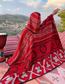Fashion Stone Leopard Wine Red Printed Hooded Cape Shawl