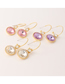 Fashion Pink Alloy Inlaid Colorful Crystal Earrings