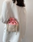 Fashion Pink Khaki Woven Flower Drawstring Messenger Bag