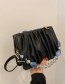 Fashion Black Pleated Beaded Shoulder Crossbody Bag