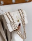 Fashion White Small Lingge Winding Chain Crossbody Shoulder Bag