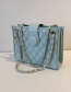 Fashion Blue Lingge Embroidery Thread Shoulder Messenger Bag