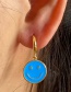 Fashion Blue Gold-plated Copper Earrings With Smiley Face