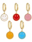 Fashion Pink Gold-plated Copper Earrings With Smiley Face