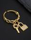 Fashion 18k Real Gold Key Lock Chain Ring