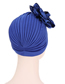 Fashion Navy Pleated Pearl Flower Knotted Toe Cap