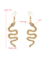 Fashion Gold Color Alloy Diamond Snake Shape Stud Earrings