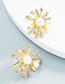 Fashion Gold Color Alloy Flower Inlaid Pearl Earrings