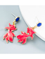 Fashion Red Alloy Fish Ear Studs
