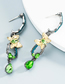 Fashion Green Diamond Drop Butterfly Stud Earrings