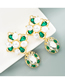 Fashion Green Rhinestone Pearl Stud Earrings