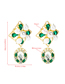 Fashion Green Rhinestone Pearl Stud Earrings
